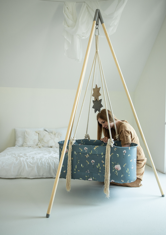 Little Elsas hanging baby cradle with mattress - Dark Meadow