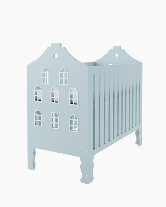 Dutch Style Cot Bed, blue cot, luxury cot, cot for boy, cot bed, hanging bassinet, nursery for boy, blue nursery, little dutch, mori